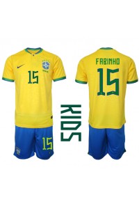 Brasilia Fabinho #15 Jalkapallovaatteet Lasten Kotipeliasu MM-kisat 2022 Lyhythihainen (+ Lyhyet housut)